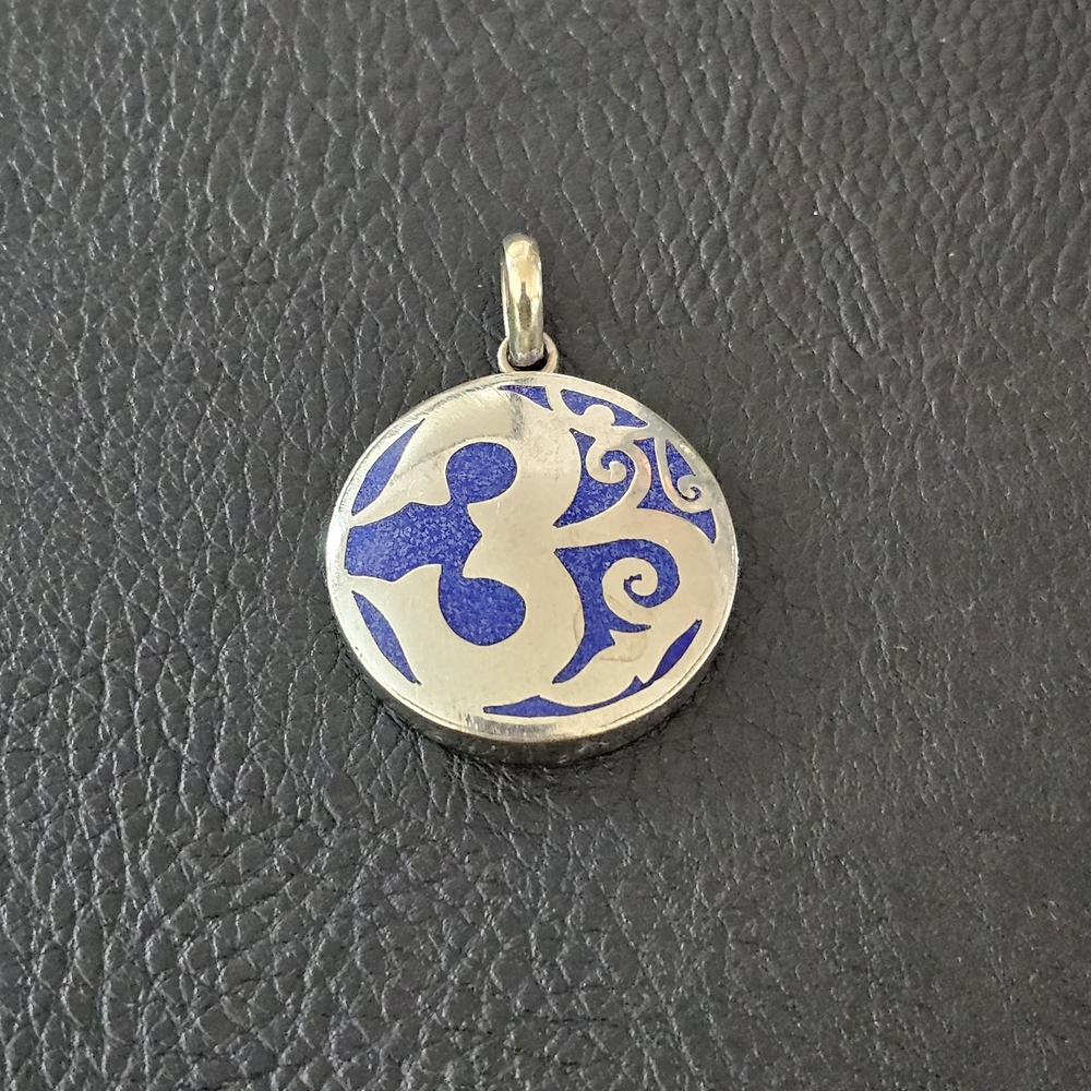 Sterling Silver And Turquoise OM Pendant